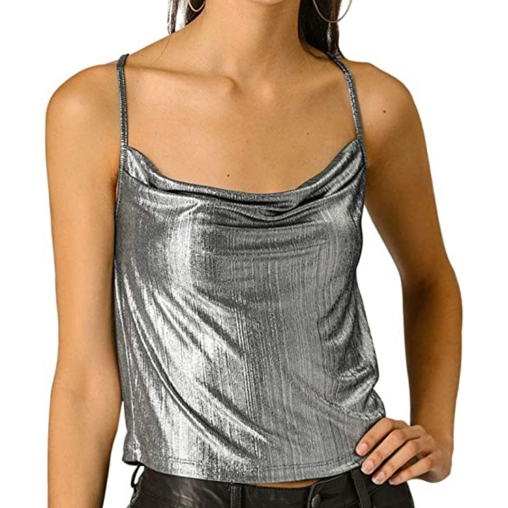 Allegra K|  metallic spaghetti strap cami